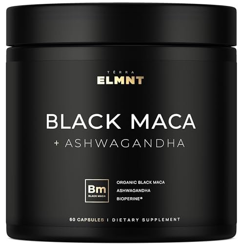 40-fache Stärke Bio Schwarze Maca-Wurzel mit Ashwagandha – Höchste Potenz Schwarze Maca Kapseln für Männer 40:1 Extrakt – 100% reine peruanische Maca Gelatinisierte Maca-Wurzel Pulver Pillen