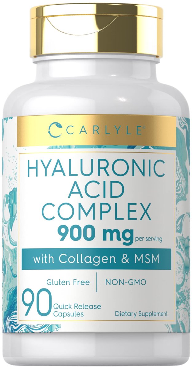 Carlyle Hyaluronsäure Komplex 900 mg | mit Kollagen und MSM | 90 Kapseln | Non-GMO, glutenfrei