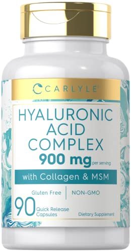 Carlyle Hyaluronsäure Komplex 900 mg | mit Kollagen und MSM | 90 Kapseln | Non-GMO, glutenfrei
