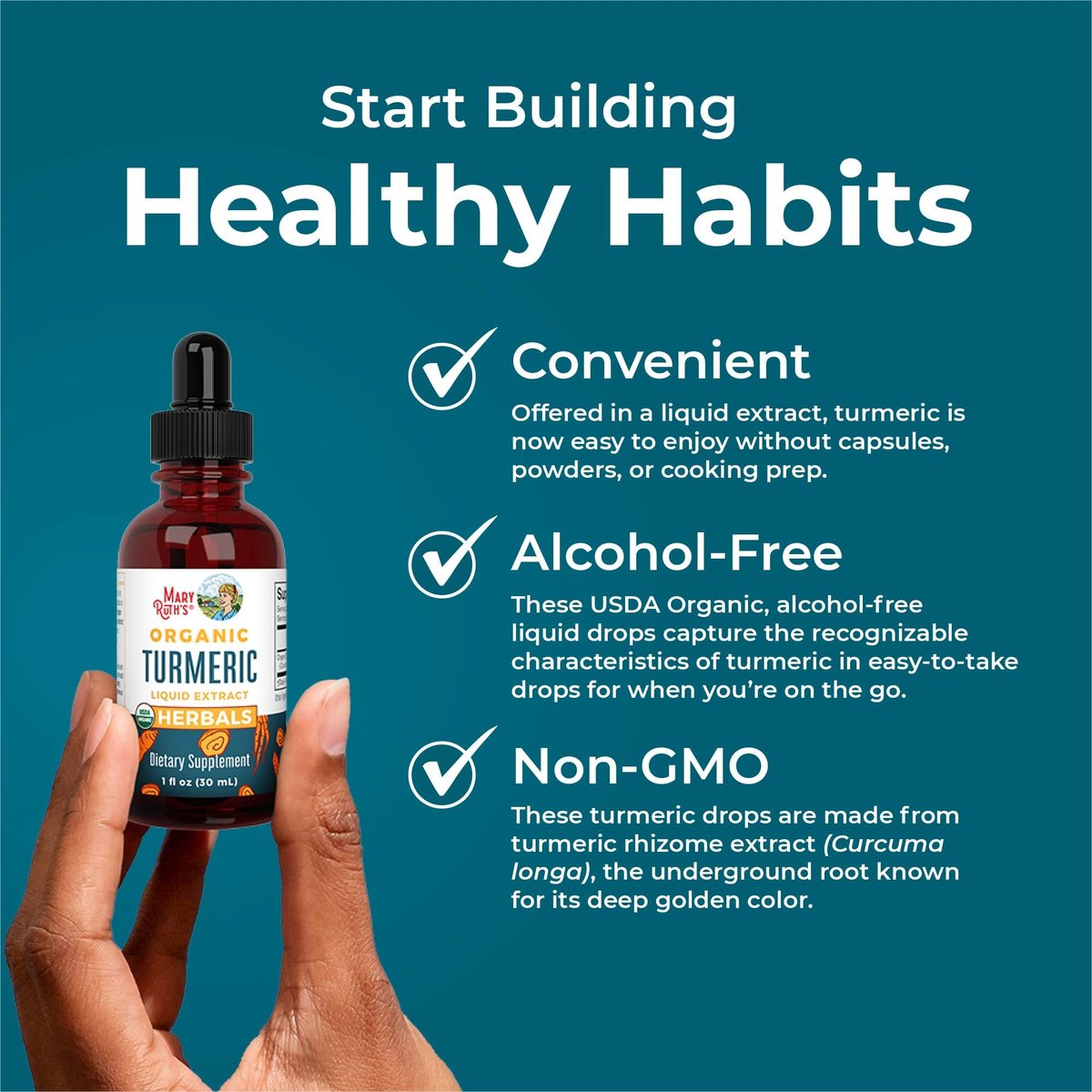 MARYRUTH'S Organics Bio Kurkuma Flüssigextrakt | Zuckerfrei | USDA Bio | Kurkuma Supplement | Nicht-GVO | Glutenfrei | Vegan | Alkoholfreie Tinktur | 30 ml
