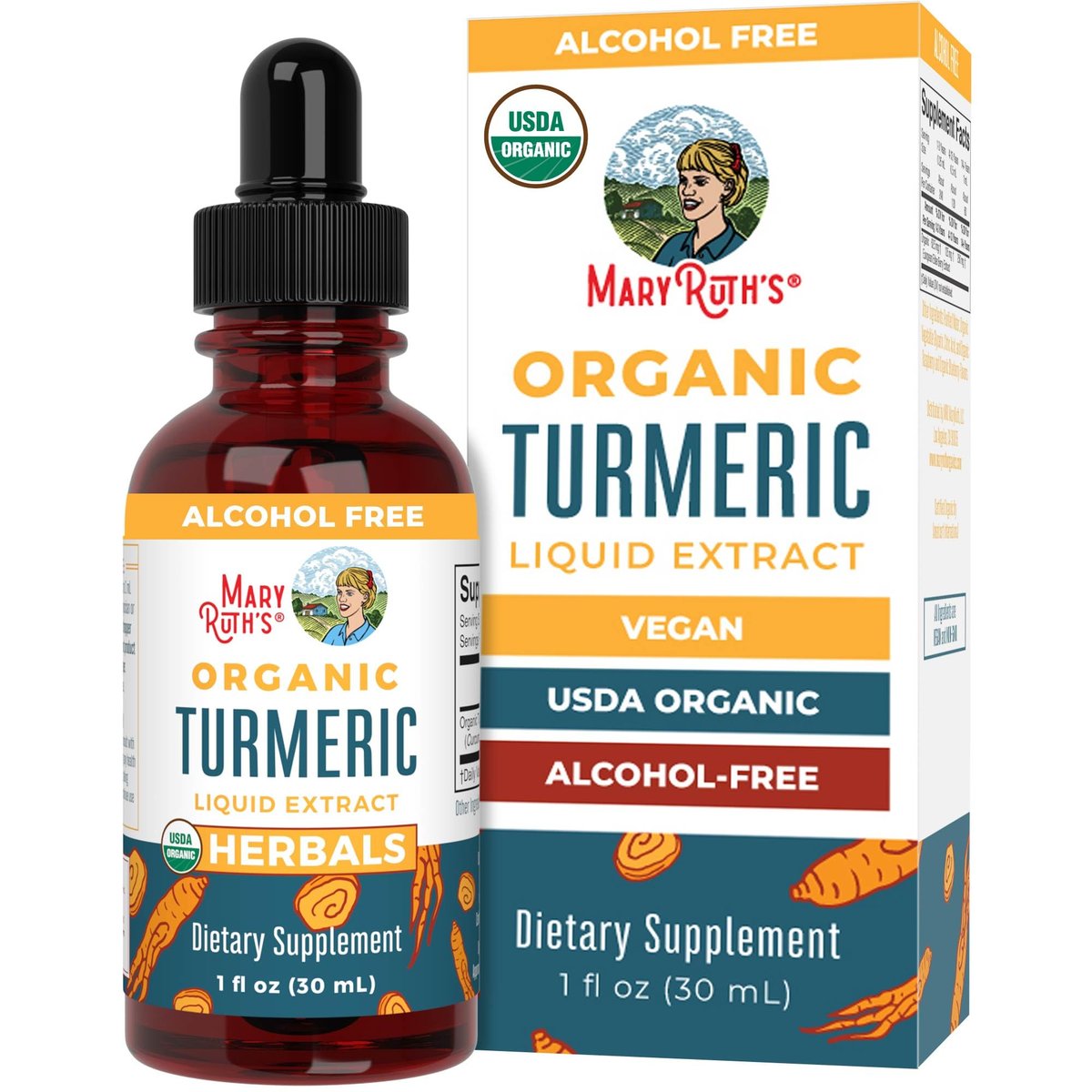 MARYRUTH'S Organics Bio Kurkuma Flüssigextrakt | Zuckerfrei | USDA Bio | Kurkuma Supplement | Nicht-GVO | Glutenfrei | Vegan | Alkoholfreie Tinktur | 30 ml