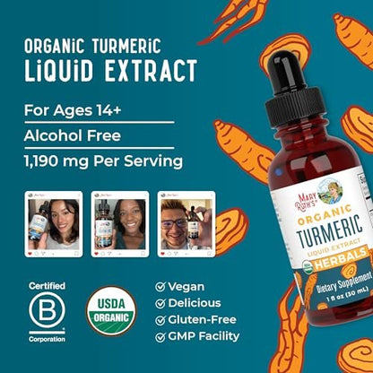 MARYRUTH'S Organics Bio Kurkuma Flüssigextrakt | Zuckerfrei | USDA Bio | Kurkuma Supplement | Nicht-GVO | Glutenfrei | Vegan | Alkoholfreie Tinktur | 30 ml