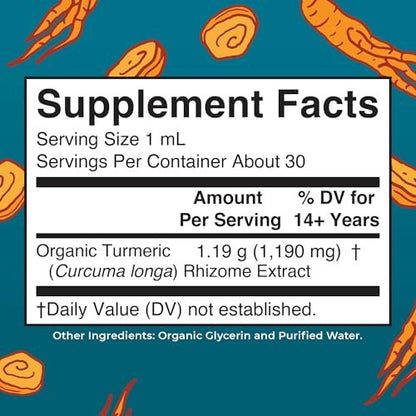 MARYRUTH'S Organics Bio Kurkuma Flüssigextrakt | Zuckerfrei | USDA Bio | Kurkuma Supplement | Nicht-GVO | Glutenfrei | Vegan | Alkoholfreie Tinktur | 30 ml