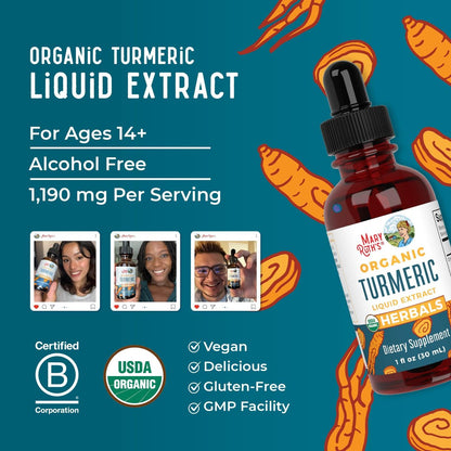 MARYRUTH'S Organics Bio Kurkuma Flüssigextrakt | Zuckerfrei | USDA Bio | Kurkuma Supplement | Nicht-GVO | Glutenfrei | Vegan | Alkoholfreie Tinktur | 30 ml