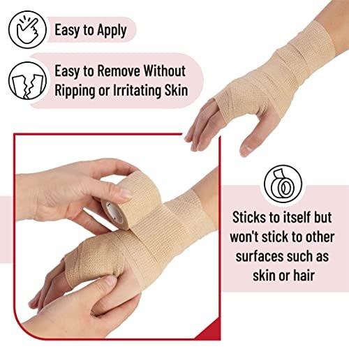 Mr. Pen Selbstklebende Bandage, 2" x 5 Yards, 6er Pack, hautfarben, elastische Kohäsivbandage für Sport, Handgelenk, Knöchel und Tierpflege, Grifftape, selbsthaftend, hochelastisch zur Verletzungsunterstützung