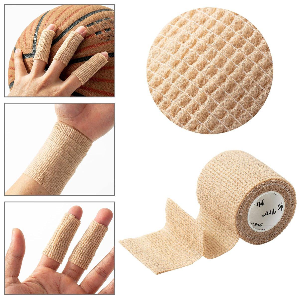 Mr. Pen Selbstklebende Bandage, 2" x 5 Yards, 6er Pack, hautfarben, elastische Kohäsivbandage für Sport, Handgelenk, Knöchel und Tierpflege, Grifftape, selbsthaftend, hochelastisch zur Verletzungsunterstützung