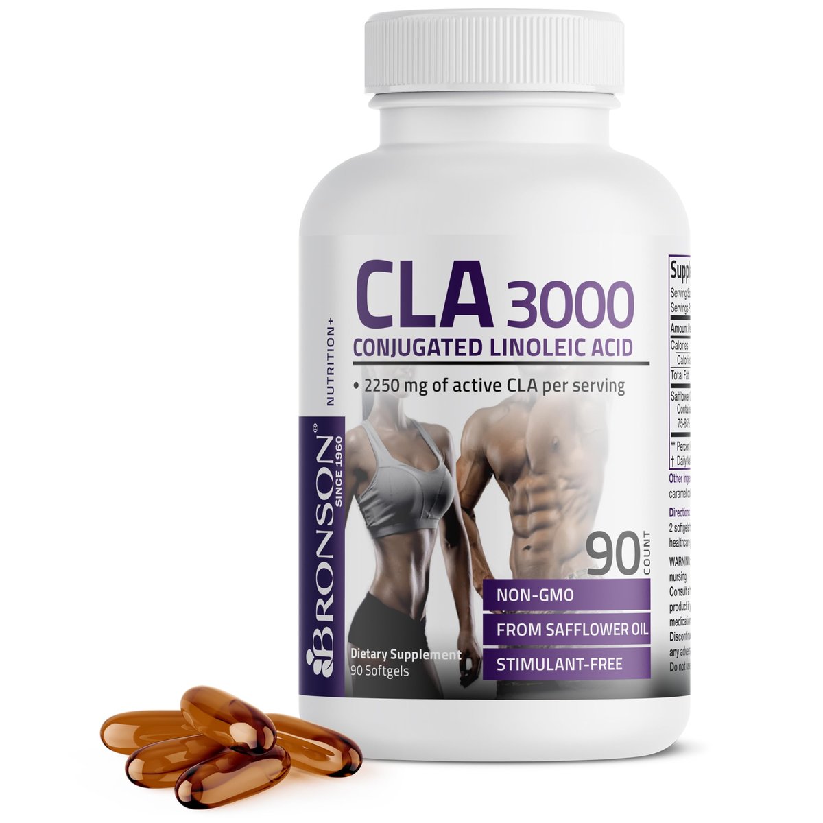 Bronson CLA 3000 – Hochdosiertes konjugiertes Linolsäure-Präparat zur Unterstützung des Gewichtsmanagements und des Muskelaufbaus, 90 Softgel-Kapseln