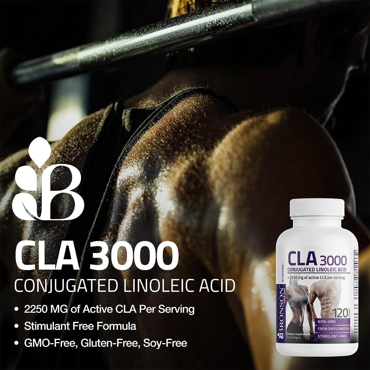 Bronson CLA 3000 – Hochdosiertes konjugiertes Linolsäure-Präparat zur Unterstützung des Gewichtsmanagements und des Muskelaufbaus, 90 Softgel-Kapseln