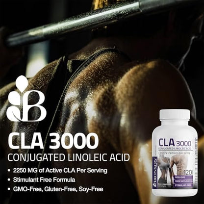 Bronson CLA 3000 – Hochdosiertes konjugiertes Linolsäure-Präparat zur Unterstützung des Gewichtsmanagements und des Muskelaufbaus, 90 Softgel-Kapseln