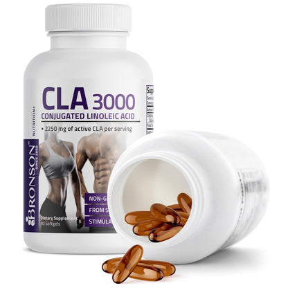 Bronson CLA 3000 – Hochdosiertes konjugiertes Linolsäure-Präparat zur Unterstützung des Gewichtsmanagements und des Muskelaufbaus, 90 Softgel-Kapseln