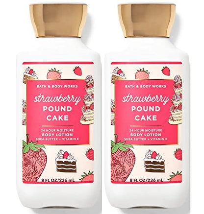 Bath & Body Works Super Smooth Body Lotion Set 2er-Pack – Erdbeer-Kuchen (Strawberry Pound Cake) 8 oz