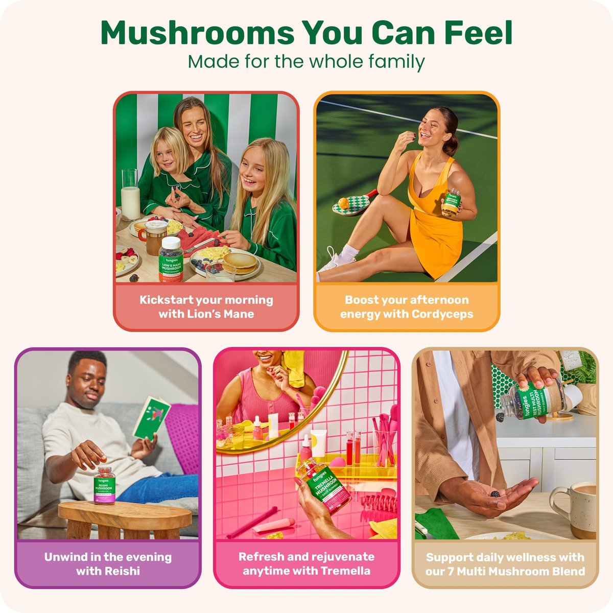 Fungies Cordyceps Pilz Gummibärchen, Mango & Ananas Geschmack - Pilz-Ergänzungsgummis für Erwachsene zur Unterstützung von Ausdauer, Energie und Leistung - Koffeinfreie Energie-Gummis - 60 Portionen