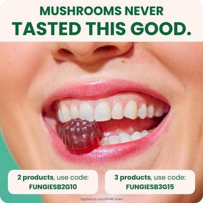 Fungies Cordyceps Pilz Gummibärchen, Mango & Ananas Geschmack - Pilz-Ergänzungsgummis für Erwachsene zur Unterstützung von Ausdauer, Energie und Leistung - Koffeinfreie Energie-Gummis - 60 Portionen