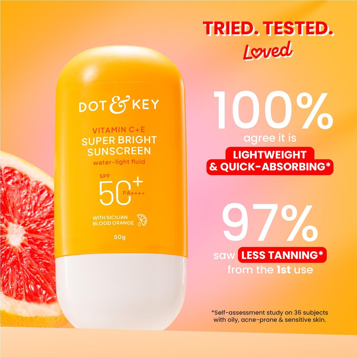 DOT & KEY Vitamin C + E Sonnenschutz SPF 50 | Wasserleichter, UVA/UVB & Blaulichtschutz | Flüssig-SPF 50 | Für alle Hauttypen | 50g (1,76 oz), 1er-Pack