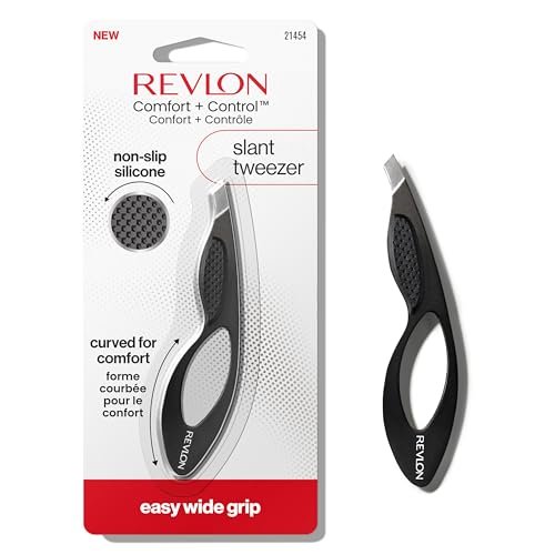 REVLON Comfort and Control Pinzette – Breiter Griff für präzises Augenbrauenstyling, 1 Stück