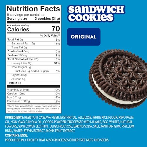 HIGHKEY Zuckerfreie Sandwichkekse – Kalorienarme, keto-freundliche Snacks mit Null Zucker und glutenfrei – 30 Stück