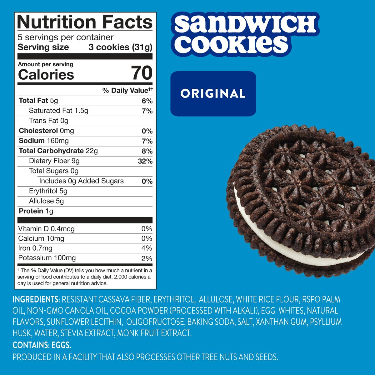 HIGHKEY Zuckerfreie Sandwichkekse – Kalorienarme, keto-freundliche Snacks mit Null Zucker und glutenfrei – 30 Stück