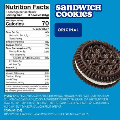 HIGHKEY Zuckerfreie Sandwichkekse – Kalorienarme, keto-freundliche Snacks mit Null Zucker und glutenfrei – 30 Stück