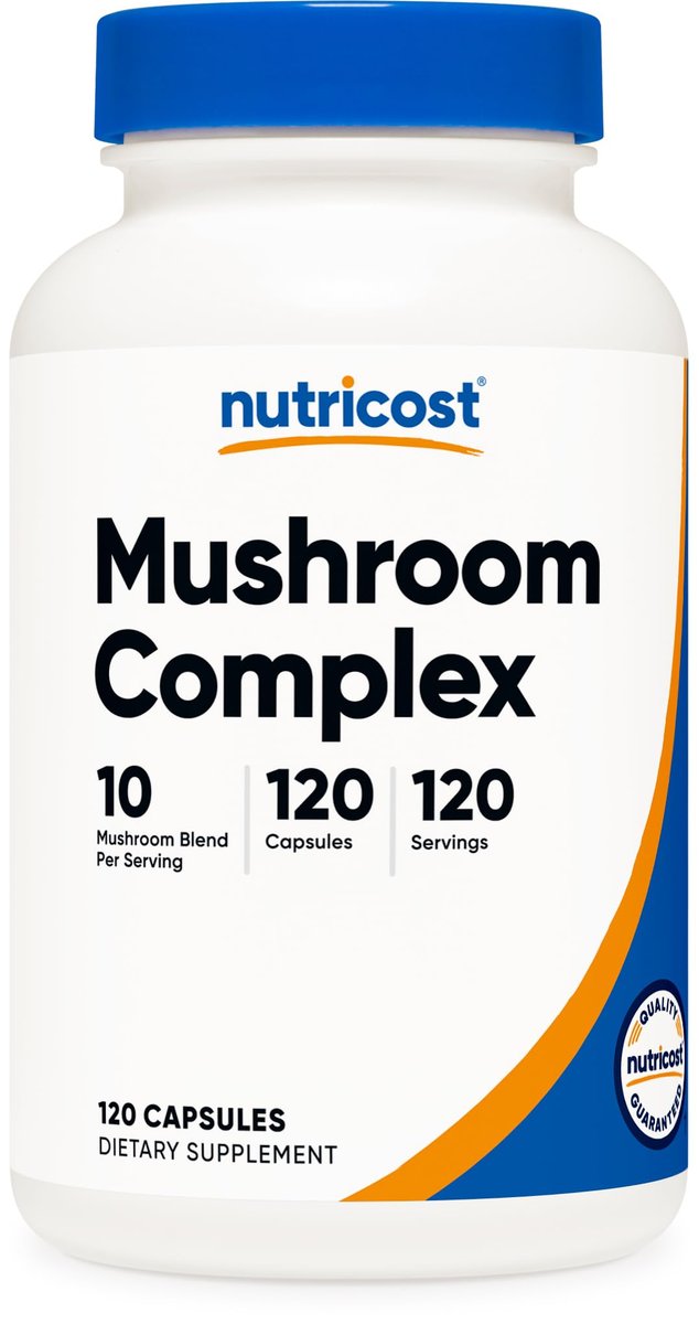 Nutricost Pilzkomplex – 10 Pilze in einer Kapsel: Reishi, Maitake, Shiitake, Löwenmähne uvm. – 120 Kapseln, 120 Portionen – Non-GMO & glutenfrei