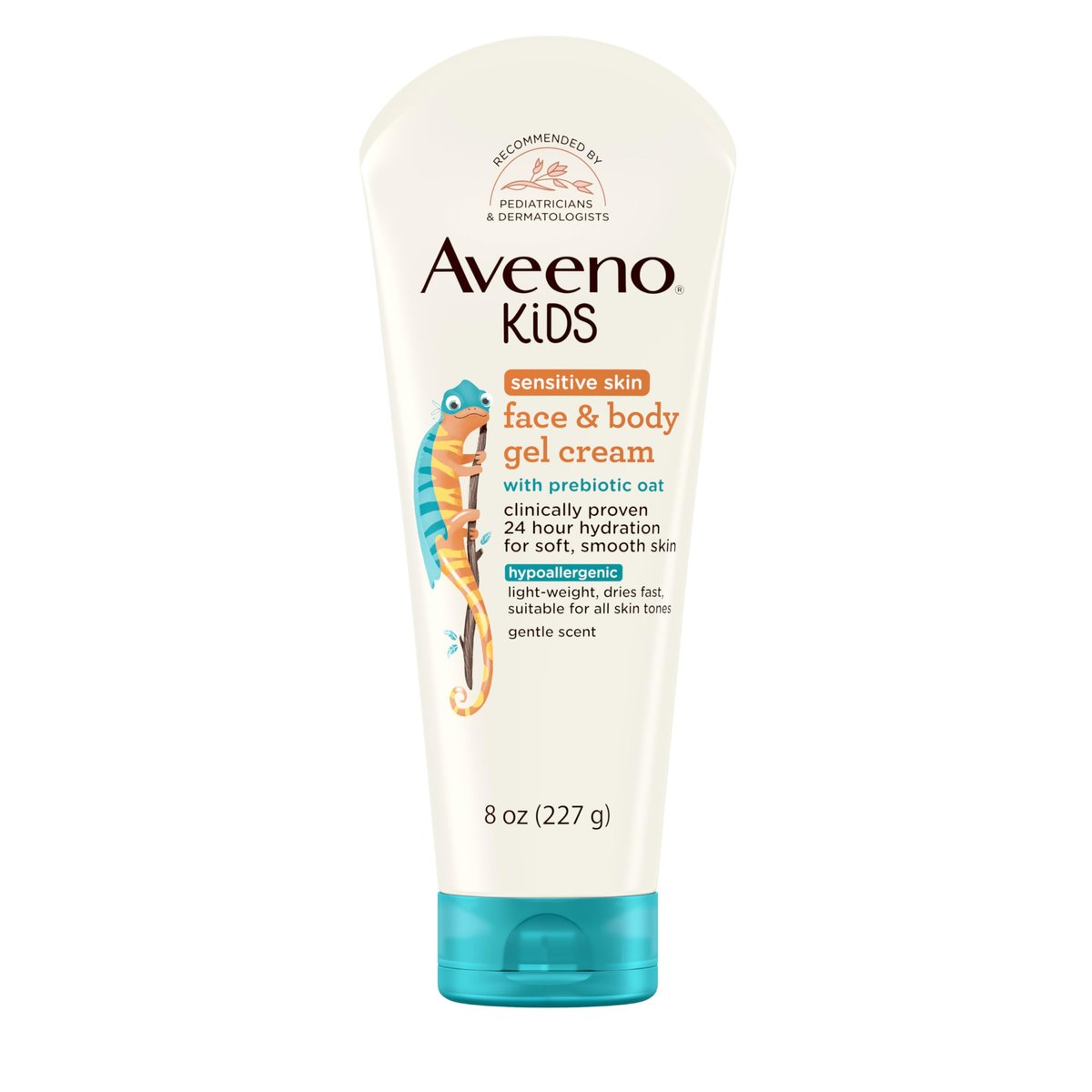 Aveeno Sensitive Skin Face & Body Gel Creme für Kinder mit Präbiotischem Hafer – Klinisch bestätigte 24-Stunden-Feuchtigkeitspflege, schnell trocknend & leicht, hypoallergen, 227 g