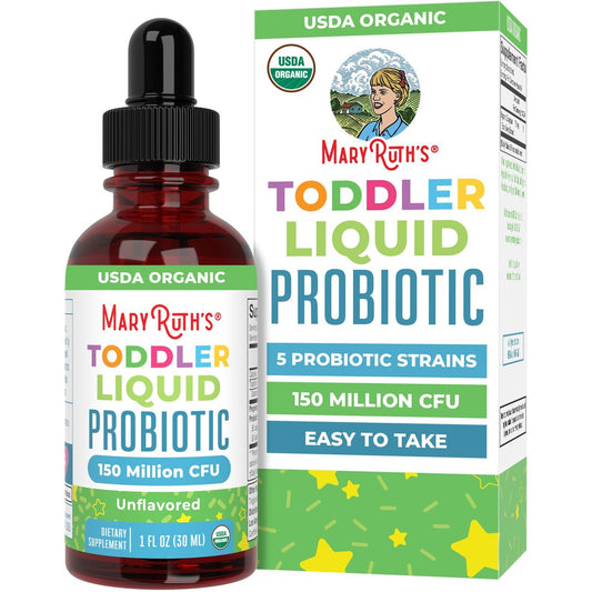 MaryRuth's Bio-Probiotische Tropfen für Kleinkinder | Organische Probiotika für Kinder von 1-3 Jahren | 5 Probiotika-Stämme | 150 Millionen KBE pro Portion | USDA Bio | Zuckerfrei | Vegan | Glutenfrei | 30 ml