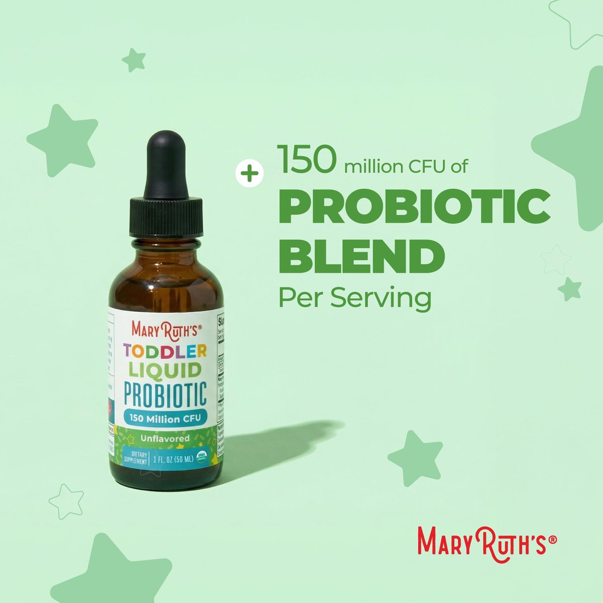 MaryRuth's Bio-Probiotische Tropfen für Kleinkinder | Organische Probiotika für Kinder von 1-3 Jahren | 5 Probiotika-Stämme | 150 Millionen KBE pro Portion | USDA Bio | Zuckerfrei | Vegan | Glutenfrei | 30 ml