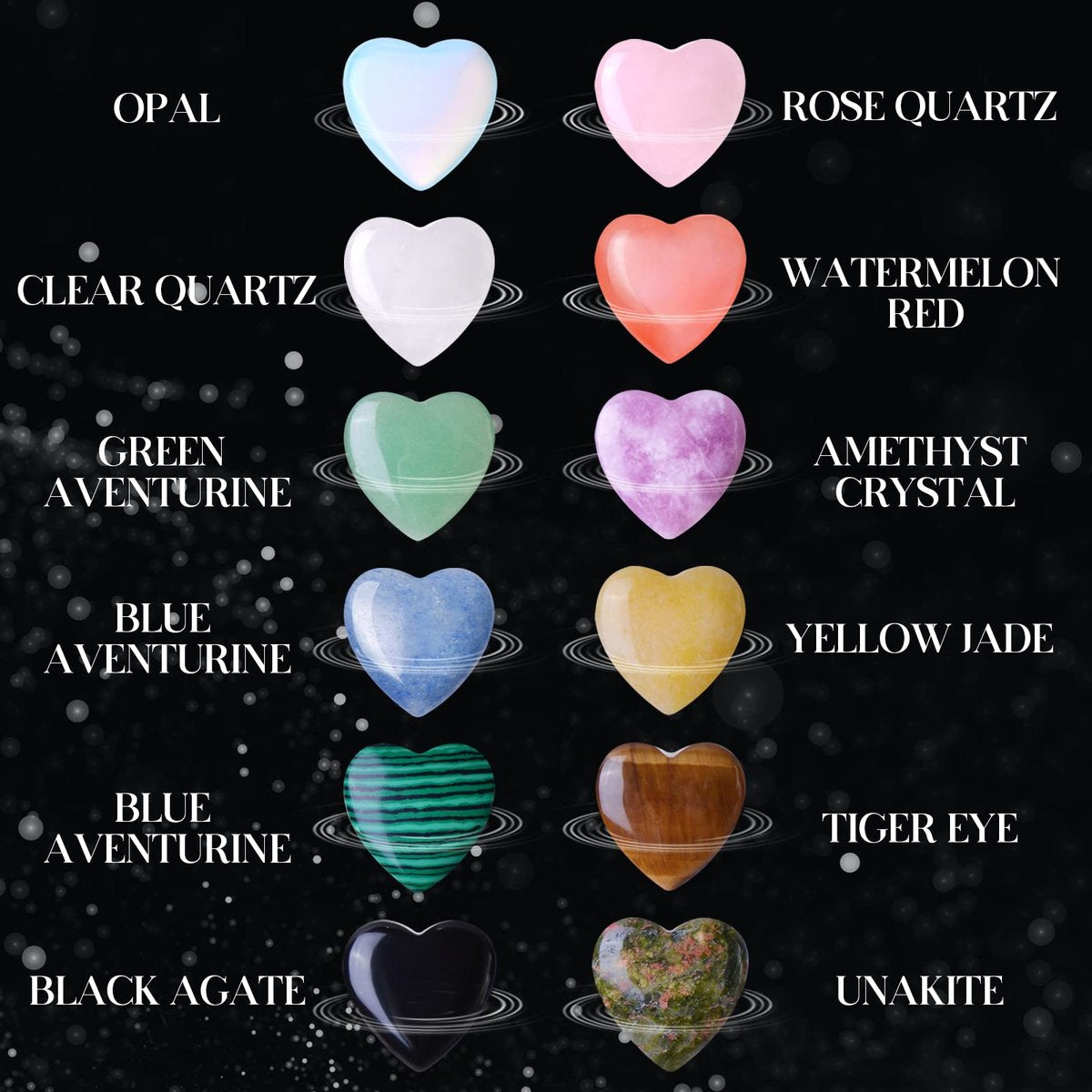 12 Stück natürliche Herz-Heilsteine, geschliffene Liebes-Edelsteine, 0,8 Zoll, Taschen-Set, für Meditation, Muttertag