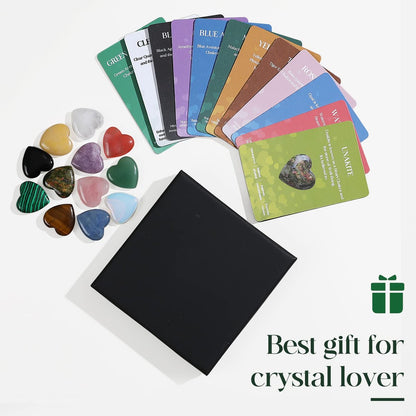 12 Stück natürliche Herz-Heilsteine, geschliffene Liebes-Edelsteine, 0,8 Zoll, Taschen-Set, für Meditation, Muttertag