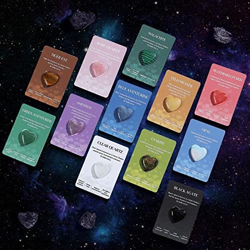 12 Stück natürliche Herz-Heilsteine, geschliffene Liebes-Edelsteine, 0,8 Zoll, Taschen-Set, für Meditation, Muttertag