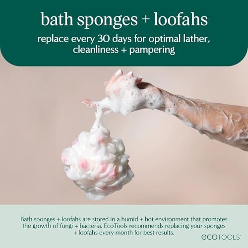 EcoTools Lathering EcoPouf – Peeling-Schwamm mit Mini-Schwämmen für reichhaltigen Schaum und sanftes Peeling, recyceltes Netz, 1 Stück