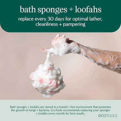 EcoTools Lathering EcoPouf – Peeling-Schwamm mit Mini-Schwämmen für reichhaltigen Schaum und sanftes Peeling, recyceltes Netz, 1 Stück