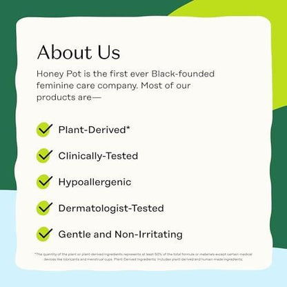 The Honey Pot Company – Feminine Wipes – Tägliche pH-Balance, parfüm- und sulfatfreie Tücher für intime Bereiche, Gesicht und Körper – Sensitiv mit Gurke und Aloe Vera, 30 Stück