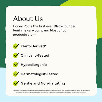 The Honey Pot Company – Feminine Wipes – Tägliche pH-Balance, parfüm- und sulfatfreie Tücher für intime Bereiche, Gesicht und Körper – Sensitiv mit Gurke und Aloe Vera, 30 Stück