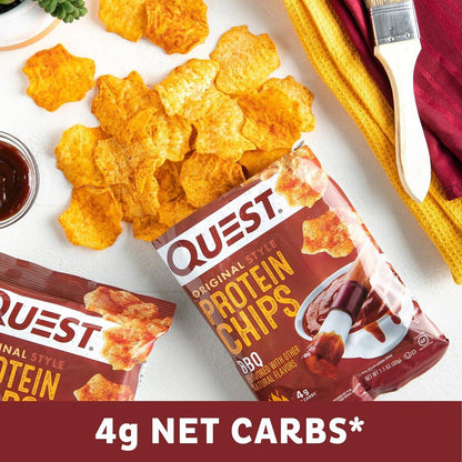 Quest Nutrition BBQ Protein Chips – 19g Protein, 4g Netto-Kohlenhydrate, Low Carb, Glutenfrei, 1,1 oz (4er-Pack)