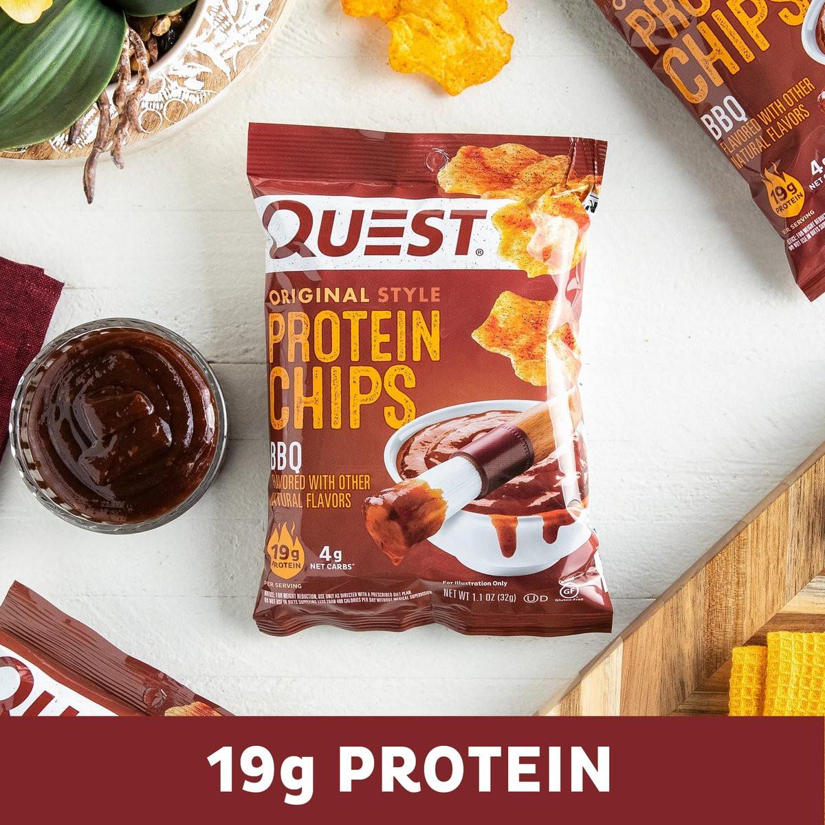Quest Nutrition BBQ Protein Chips – 19g Protein, 4g Netto-Kohlenhydrate, Low Carb, Glutenfrei, 1,1 oz (4er-Pack)