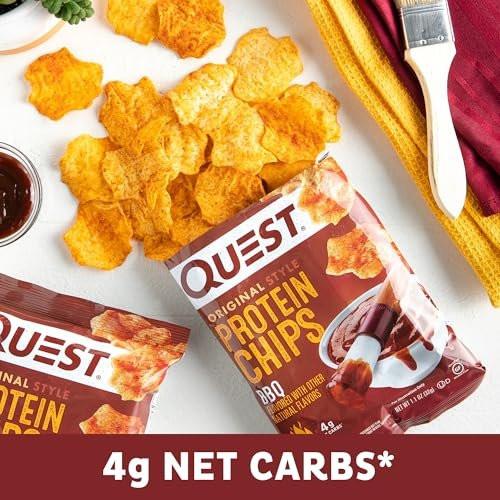 Quest Nutrition BBQ Protein Chips – 19g Protein, 4g Netto-Kohlenhydrate, Low Carb, Glutenfrei, 1,1 oz (4er-Pack)