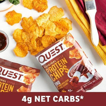 Quest Nutrition BBQ Protein Chips – 19g Protein, 4g Netto-Kohlenhydrate, Low Carb, Glutenfrei, 1,1 oz (4er-Pack)