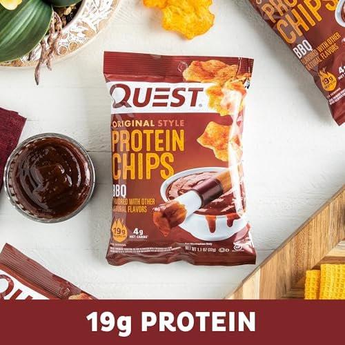 Quest Nutrition BBQ Protein Chips – 19g Protein, 4g Netto-Kohlenhydrate, Low Carb, Glutenfrei, 1,1 oz (4er-Pack)