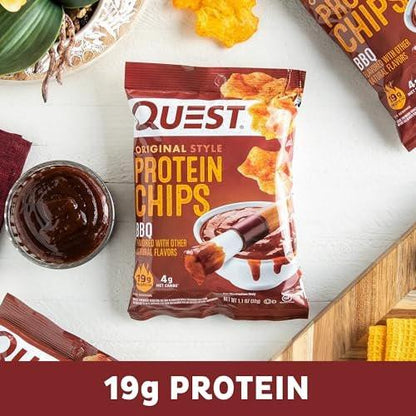 Quest Nutrition BBQ Protein Chips – 19g Protein, 4g Netto-Kohlenhydrate, Low Carb, Glutenfrei, 1,1 oz (4er-Pack)