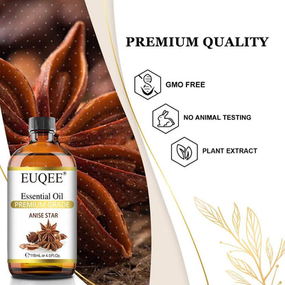 EUQEE Sternanis Bio Ätherisches Öl 118 ml – Reines Premium Öl mit Pipette für Duftlampe, Kerzen- und Seifenherstellung