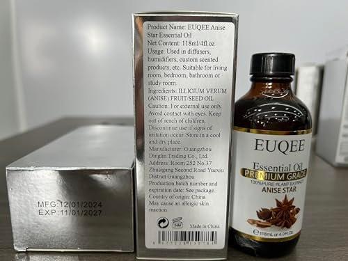 EUQEE Sternanis Bio Ätherisches Öl 118 ml – Reines Premium Öl mit Pipette für Duftlampe, Kerzen- und Seifenherstellung