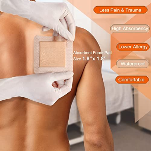 EalionMed Silikon-Schaumverband mit sanftem Kleberand 7,5x7,5 cm, 10 Stück, schmerzfreies Entfernen, hohe Saugfähigkeit, Wundverband für Druckgeschwüre, Beingeschwüre, diabetische Geschwüre
