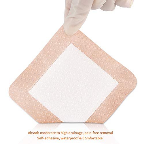 EalionMed Silikon-Schaumverband mit sanftem Kleberand 7,5x7,5 cm, 10 Stück, schmerzfreies Entfernen, hohe Saugfähigkeit, Wundverband für Druckgeschwüre, Beingeschwüre, diabetische Geschwüre