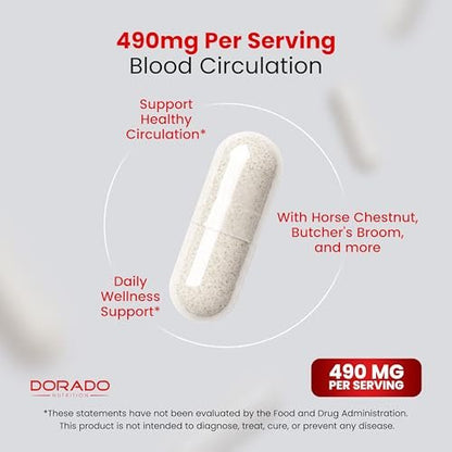 Blutkreislauf-Supplement mit Diosmin & mehr (150 Kapseln) – Durchblutungsförderer für Männer & Frauen – Unterstützung bei Krampfadern & Besenreisern – Vegan & Non-GMO – 3. Parteien getestet – Hergestellt in den USA
