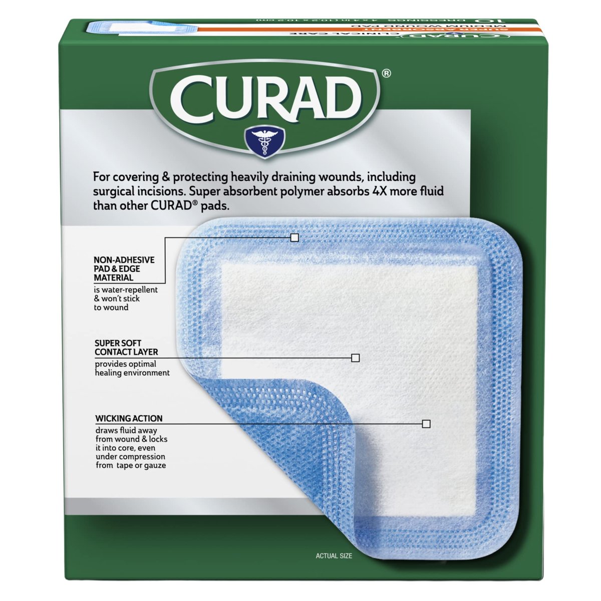 Curad Super Saugfähige Wundauflage, Mittel, 10 x 10 cm, 10 Stück