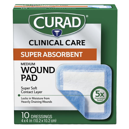 Curad Super Saugfähige Wundauflage, Mittel, 10 x 10 cm, 10 Stück