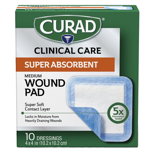 Curad Super Saugfähige Wundauflage, Mittel, 10 x 10 cm, 10 Stück
