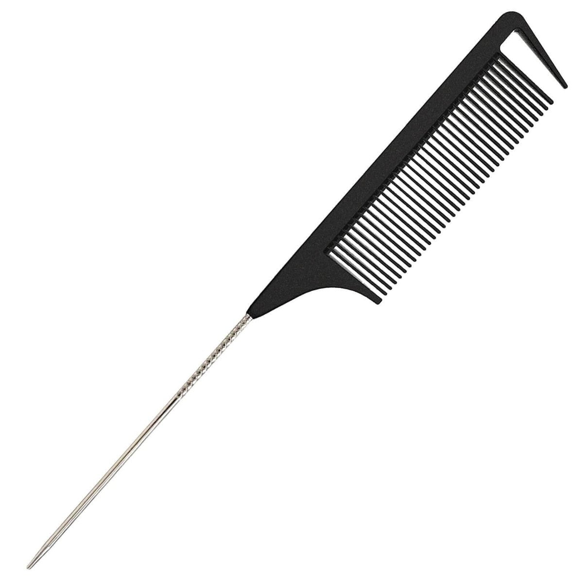 Yumflan Haarkamm, Rattenschwanzkamm für Flechtfrisuren, Feinzahn-Haarkamm mit Edelstahlspitze zum Abteilen, Stylen und Frisieren - Schwarz