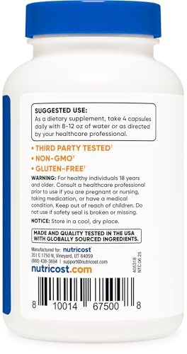 Nutricost L-Leucin 2.000 mg, 120 vegane Kapseln, Non-GMO, glutenfrei, 30 Portionen