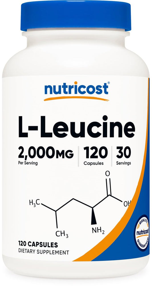 Nutricost L-Leucin 2.000 mg, 120 vegane Kapseln, Non-GMO, glutenfrei, 30 Portionen